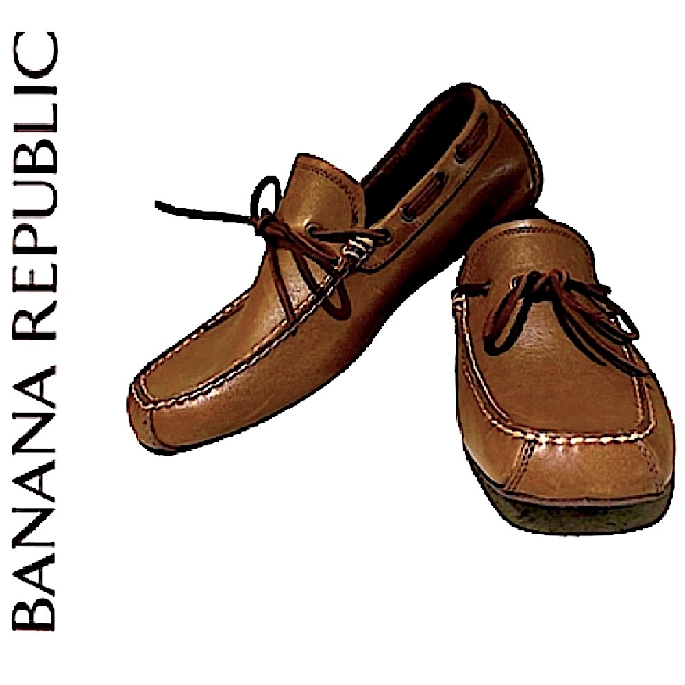 Banana Republic.NWOT. 100% leather slip on loafer. Soft Browns/Black. Mens 8.